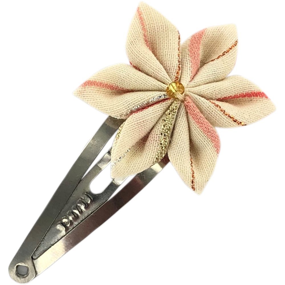 Barrette clicclac fleur étoile rayé rose argent Papa Pique et Maman Coud