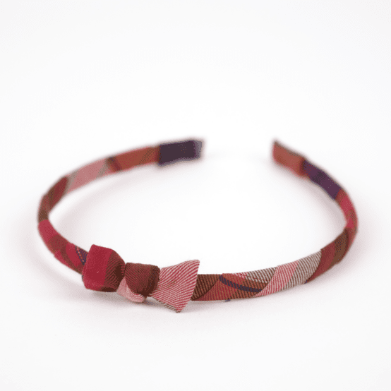 Serre-tête fin tartan lurex rubis