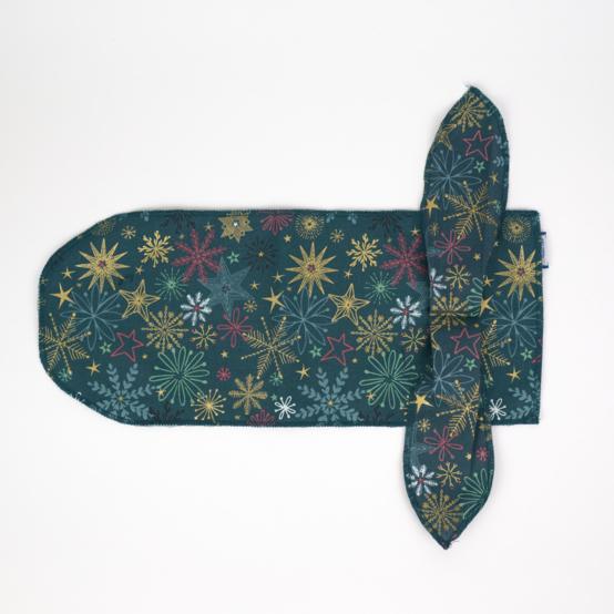 Fuboshiki - Pochette cadeau tissu pour bouteille ex2556 noel étoile de noel or vert bleu