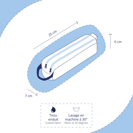 Trousse double compartiment vichy brodé marine