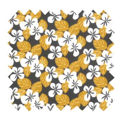 Tissu coton au mètre fleurs moutarde ex1055
