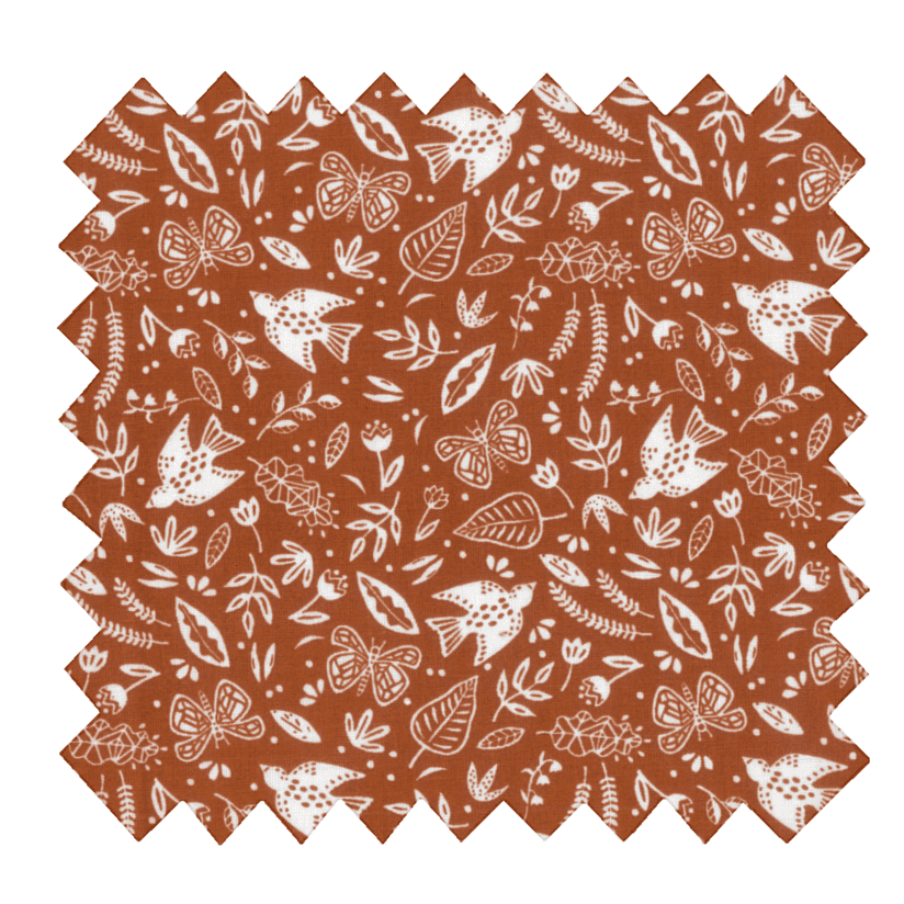 Tissu coton au mètre papillon terracotta ex1096