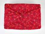 Furoshiki grand 73 x 73 cm ex2557 noel mini feuillage houx or rouge