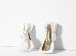 Barrettes clic-clac petits noeuds  blanc pailleté