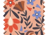Coupon tissu 50 cm ex2574 fleuri rétro caramel