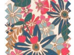 Coupon tissu 1 m cerise en fleur