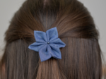 Barrette fleur étoile jean fin