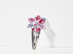 Barrette clic-clac fleur étoile rose grenadine