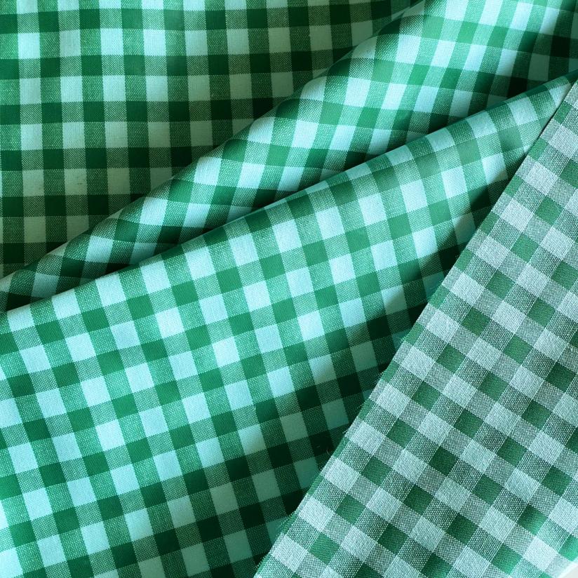 Tissu enduit au mètre vichy vert menthe