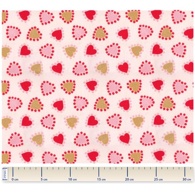 Coupon De Tissu Enfant - Motif étoiles Et Cœurs - 79x125 Cm - Neuf