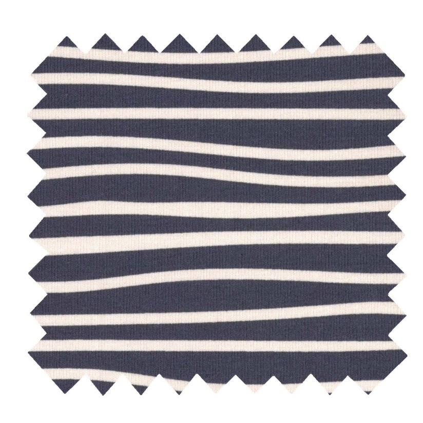 Tissu jersey rayé ivoire marine