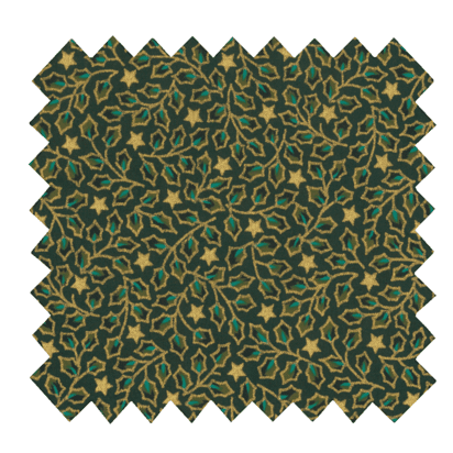 Tissu coton au mètre houx vert doré ex1105