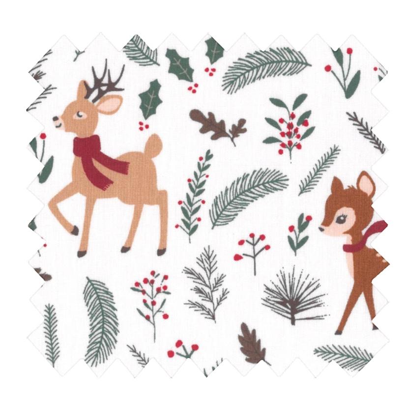 Tissu coton au mètre ex2346 animaux de noël écru