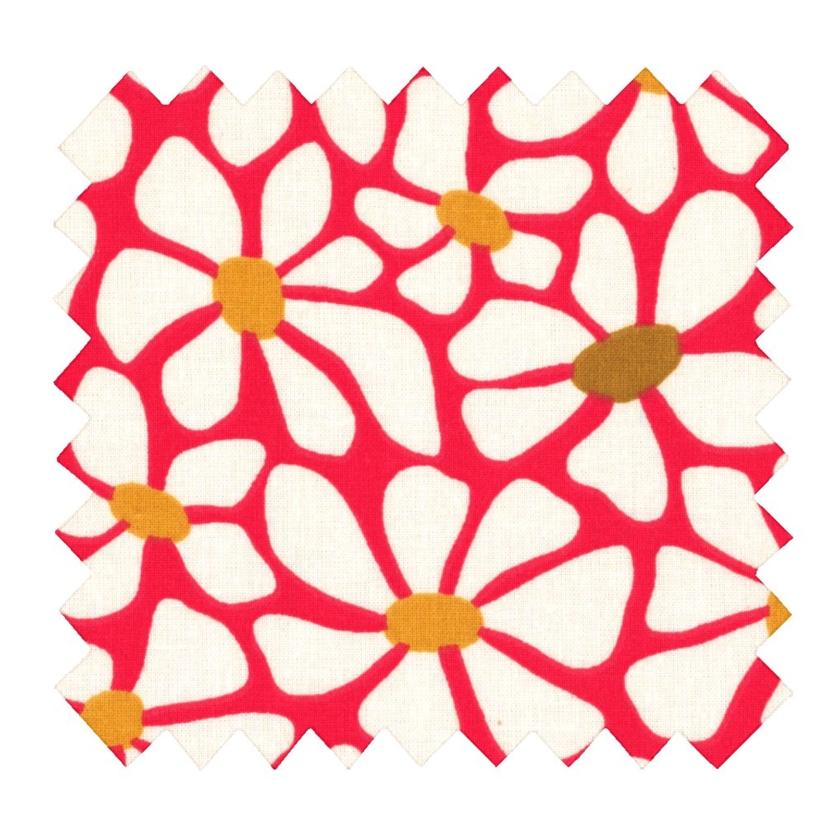 Tissu coton au mètre ex2524 pétales cœurs d'or rouge