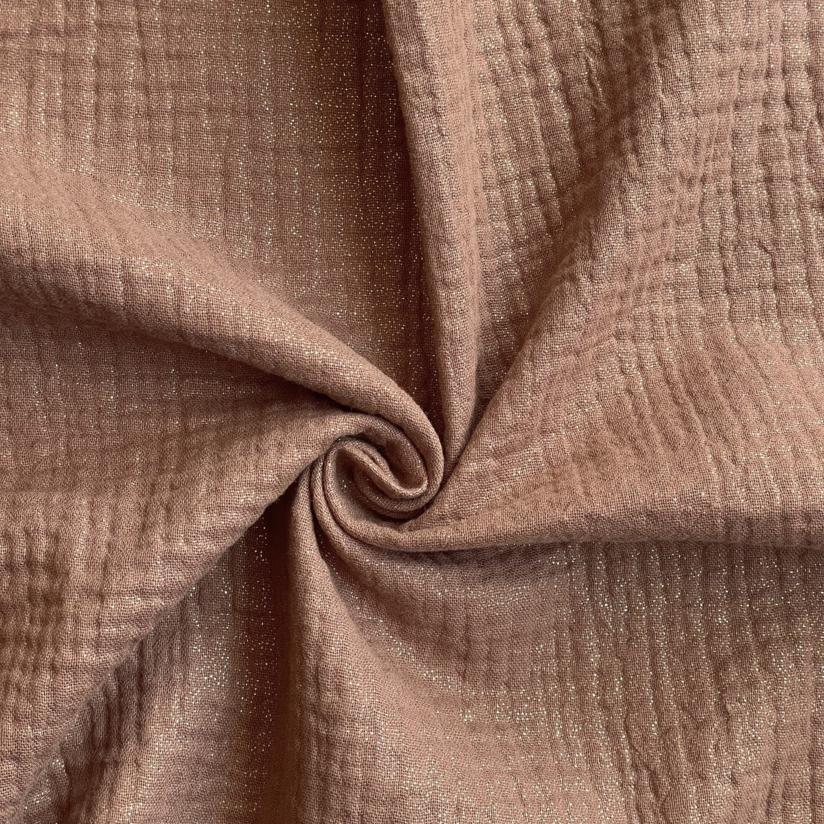 Tissu gaze pailletée cognac