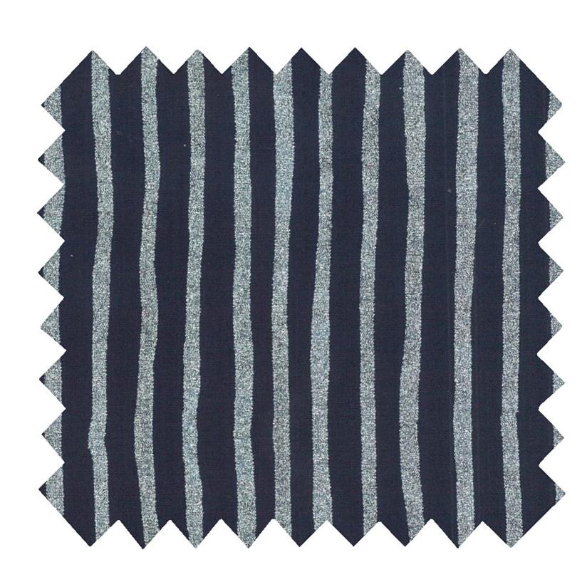 Tissu enduit  au mètre rayé argent marine