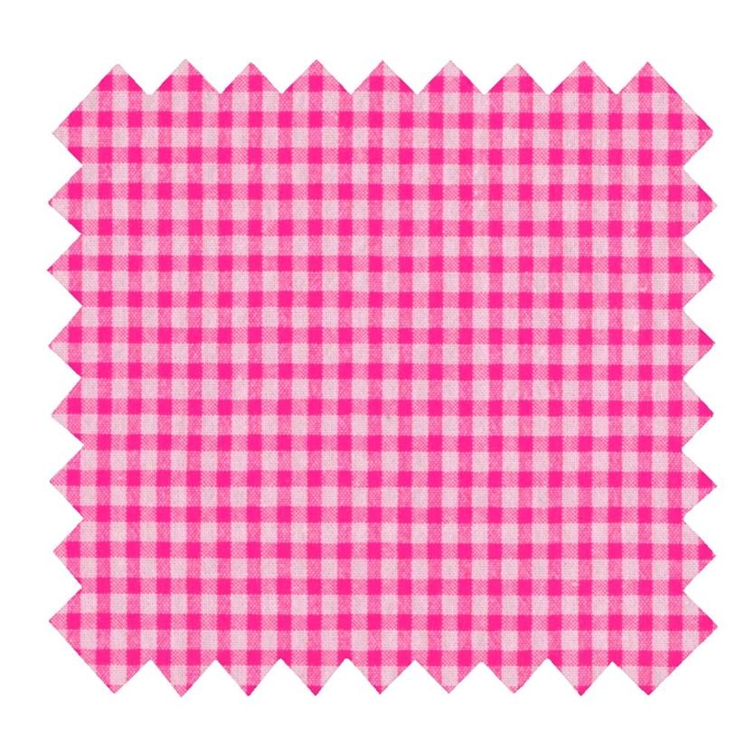 Tissu coton au mètre vichy rose fluo