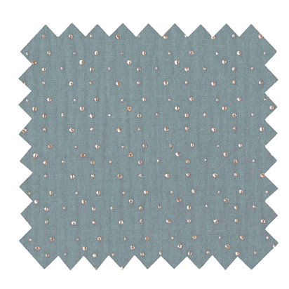 Tissu coton au mètre gaze pois or bleu gris