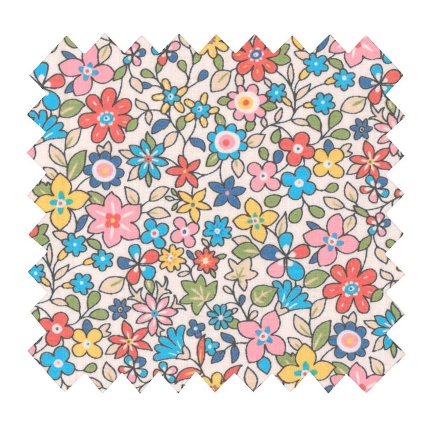 Coupon De Tissu Liberty - Motif Petites Fleurs Multicolores - Coton 50x73 Cm - Neuf