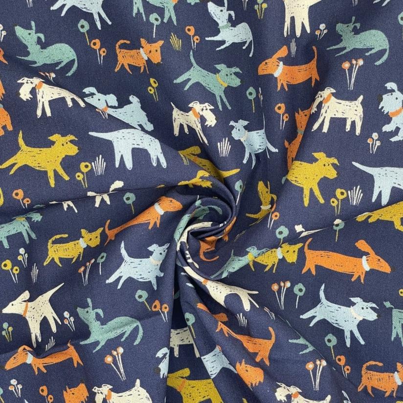 Tissu coton au mètre copain canin