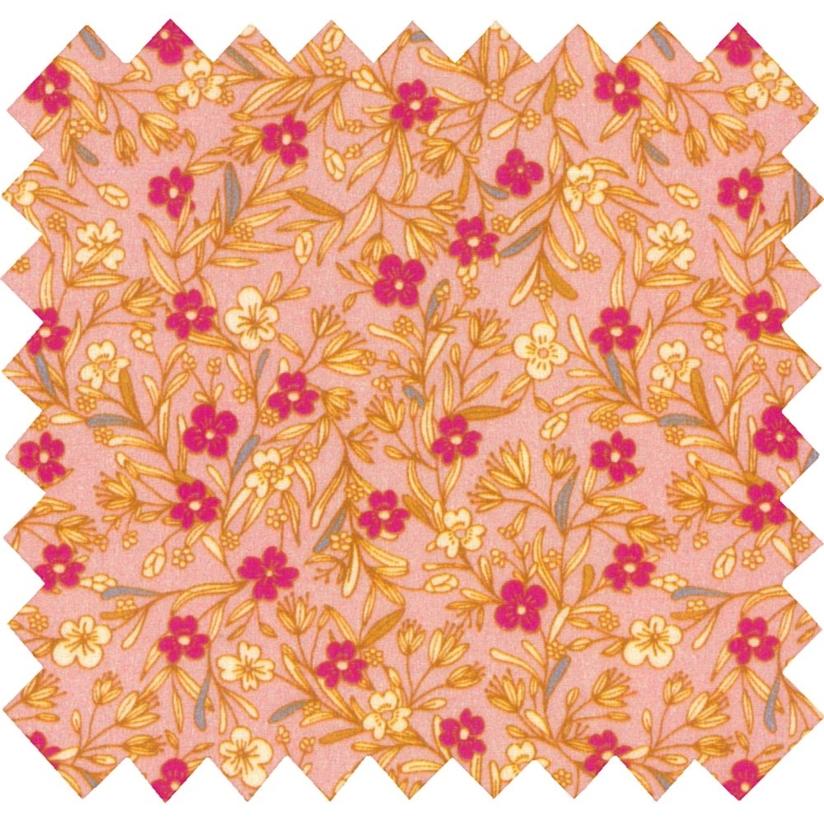 Tissu coton au mètre petites fleurs vieux rose ex1114