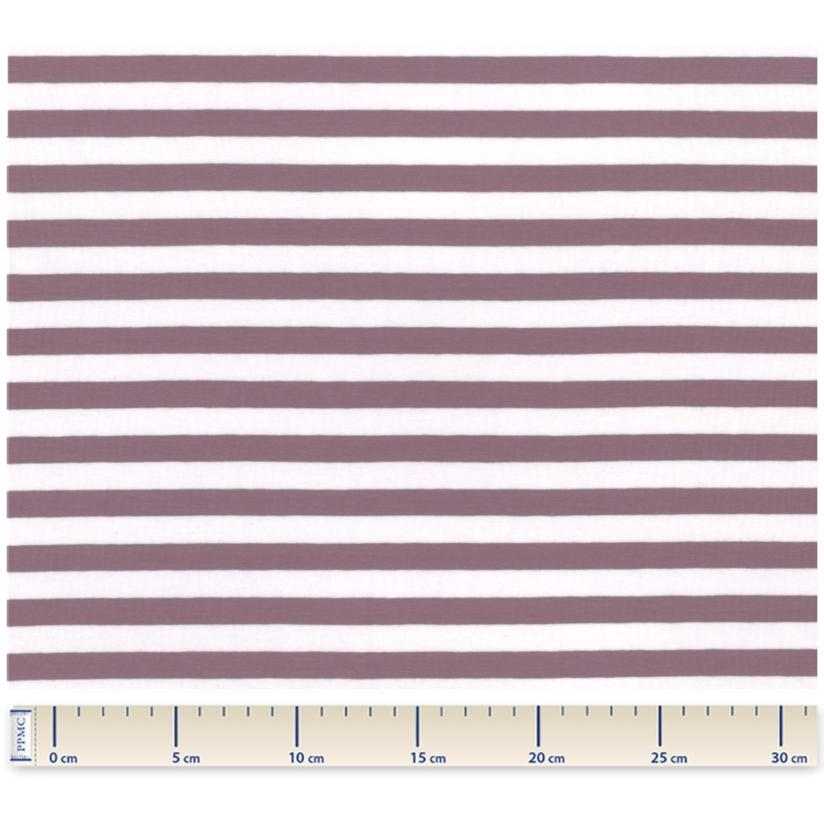 Tissu jersey rayure aubergine blanc