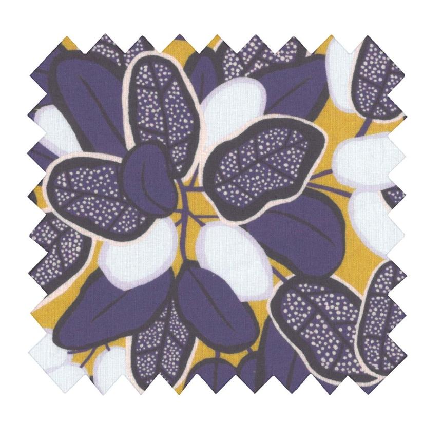 Tissu coton au mètre ex2542 kumquat marine moutarde