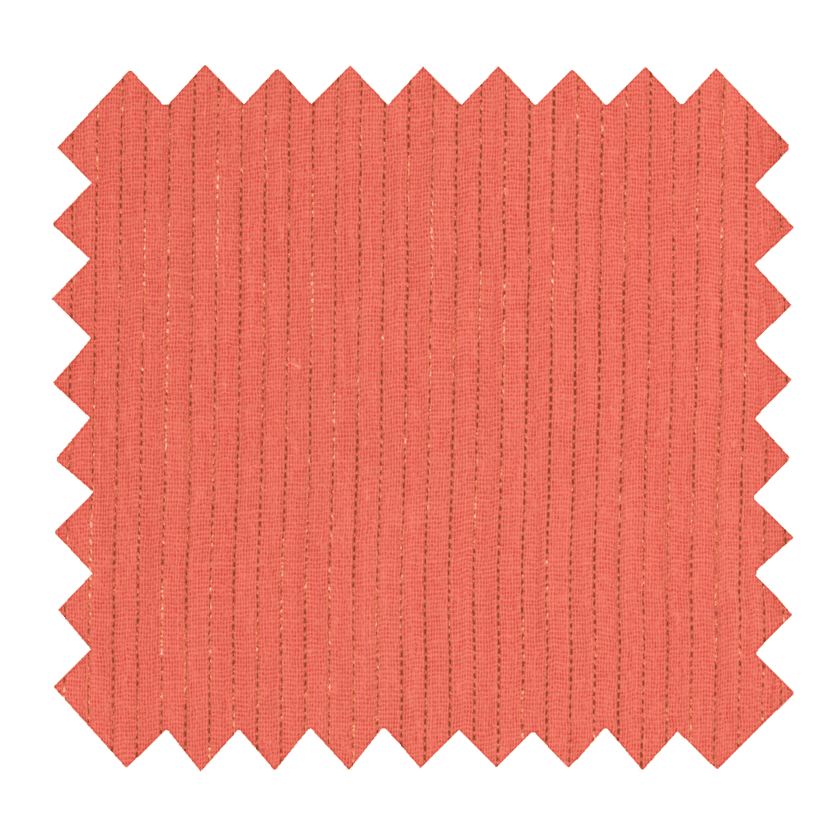 Tissu coton au mètre gaze lurex corail