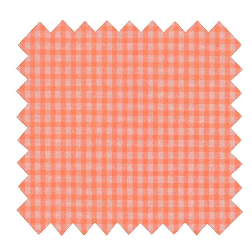 Tissu coton au mètre vichy orange fluo