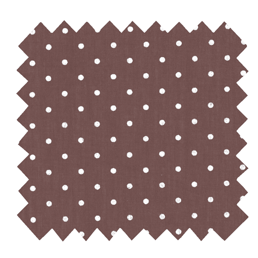 Tissu coton au mètre pois marron