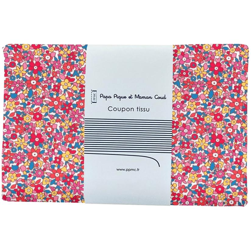 Coupon Tissu Coton Fleurs Bleu - Lot De 1 - Neuf France Pour Couture