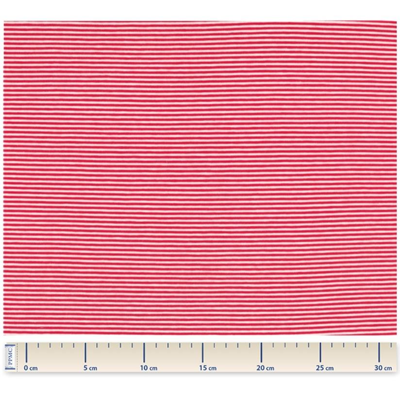 Tissu jersey rayé rouge
