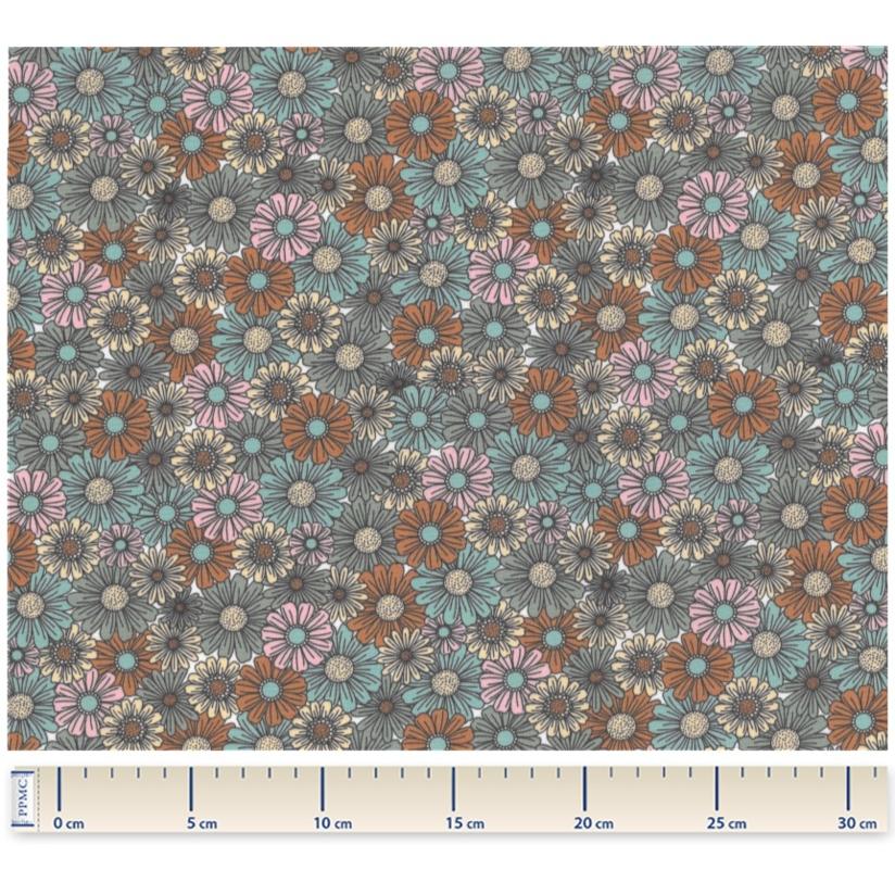 Coupon De Tissu Coton Imprimé Petites Fleurs - Dimensions 50 X 98 Cm, Neuf, Made In France