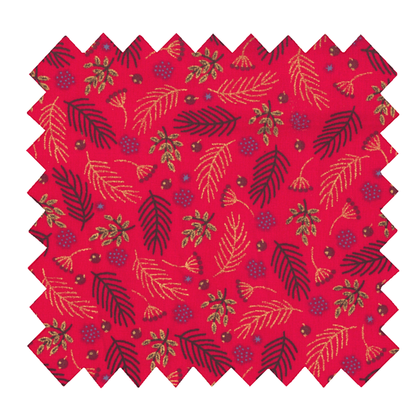 Tissu coton au mètre tiges rouges de noël ex1013