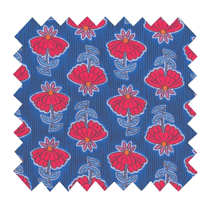 Tissu coton au mètre ex2544 shanti bleu