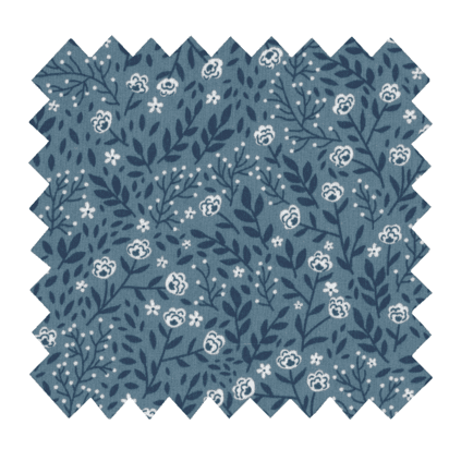 Tissu coton au mètre ex2220 branches fleuries bleu