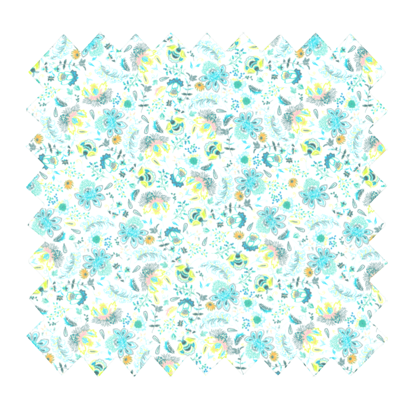 Tissu coton au mètre fleuri vert blanc ex1065