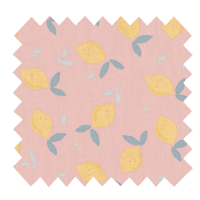 Tissu coton au mètre citron jaune rose ex1057