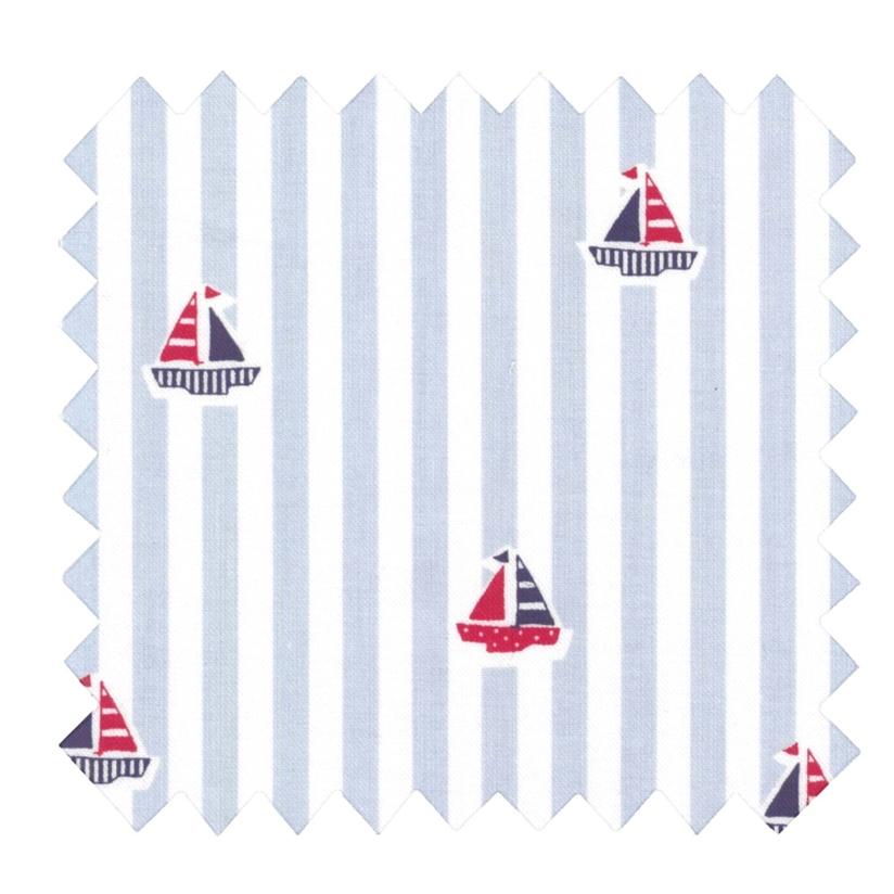 Tissu coton au mètre ex2415 voiliers rayé bleu