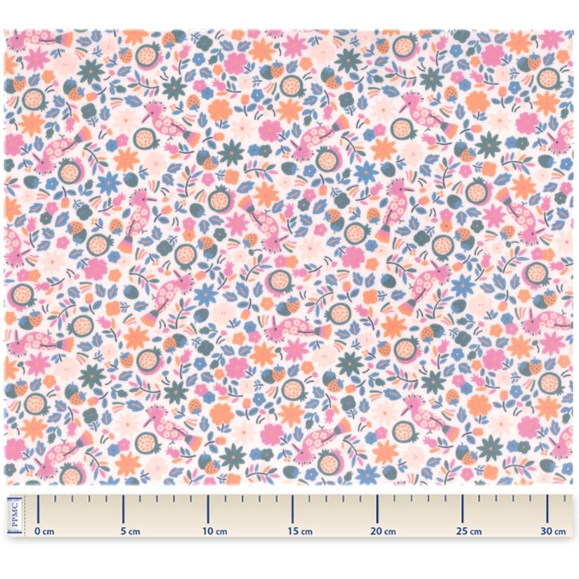 Coupon De Tissu Fleuri - Motif Roses Roses - Dimensions 72 X 100 Cm - Coton - Neuf