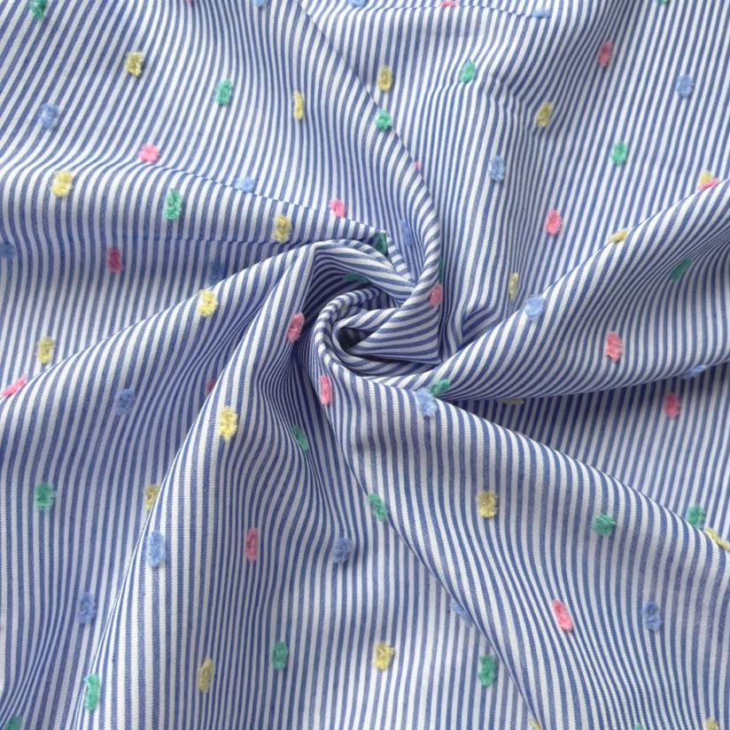 Tissu rayé plumetis multicolore