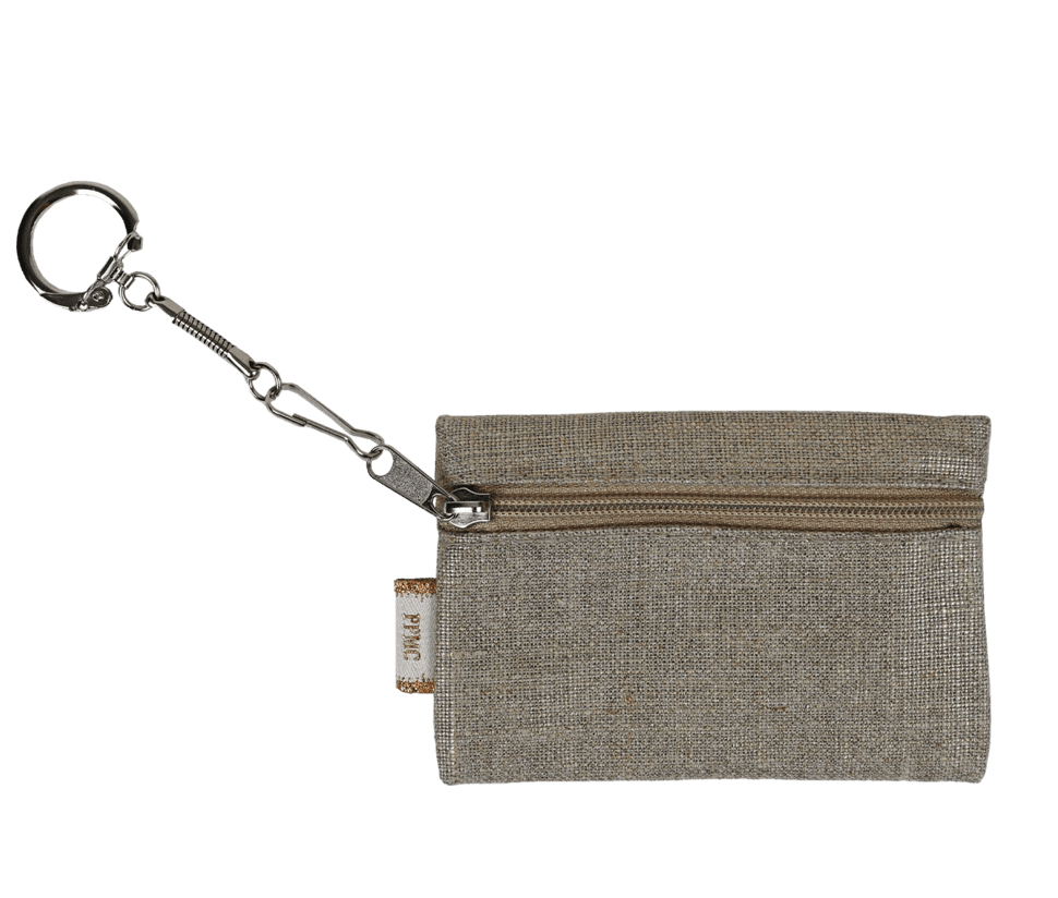 Pochette porte-clés lin doré