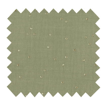 Tissu coton au mètre gaze pois or vert amande