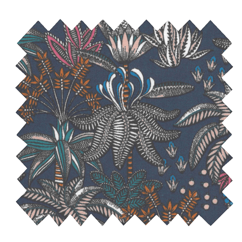 Tissu coton au mètre ex2432 foret exotique marine