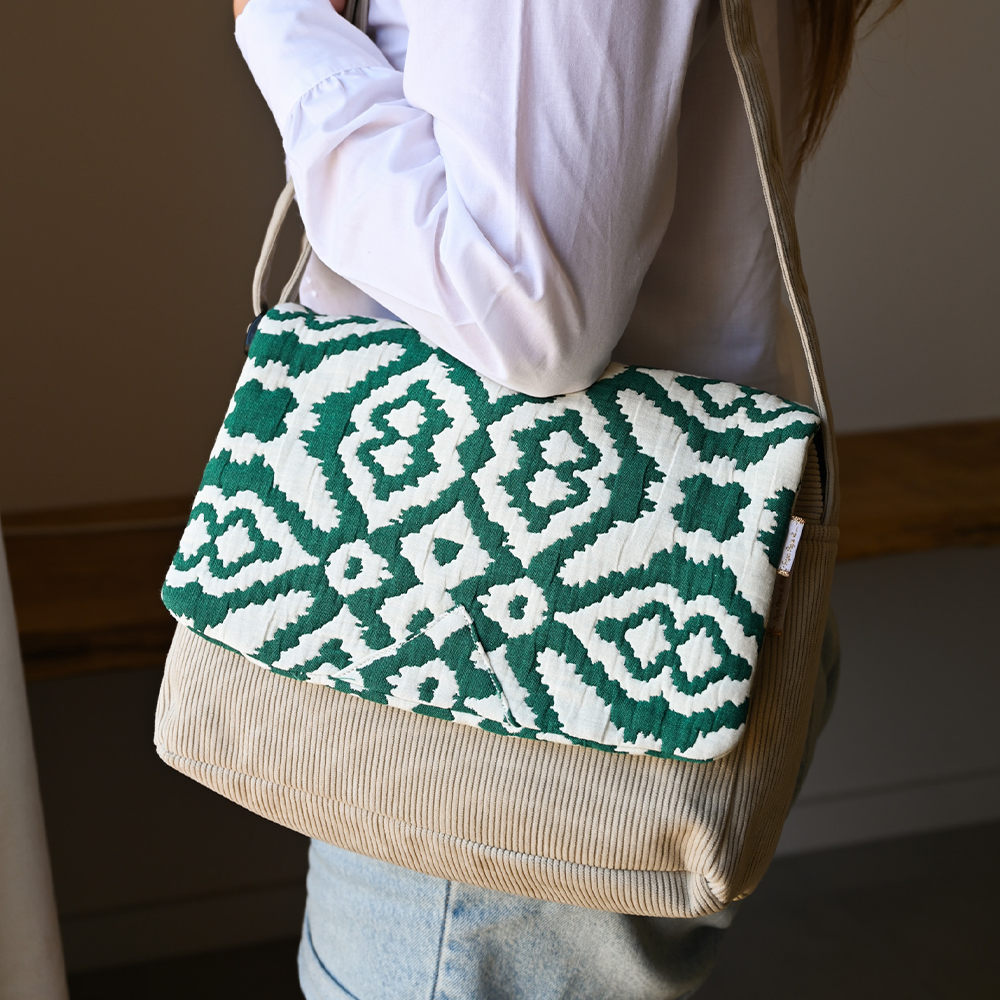 Base sac grande besace velours cotele beige