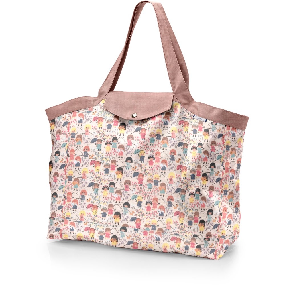 Grand sac cabas en tissu petites filles pop Papa Pique et Maman Coud