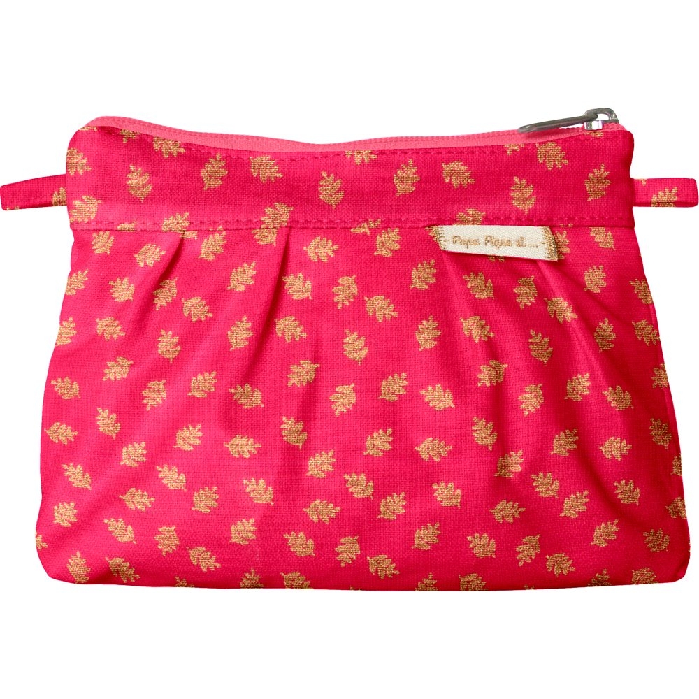 Mini pochette tissu feuillage or rose - Papa Pique et Maman Coud