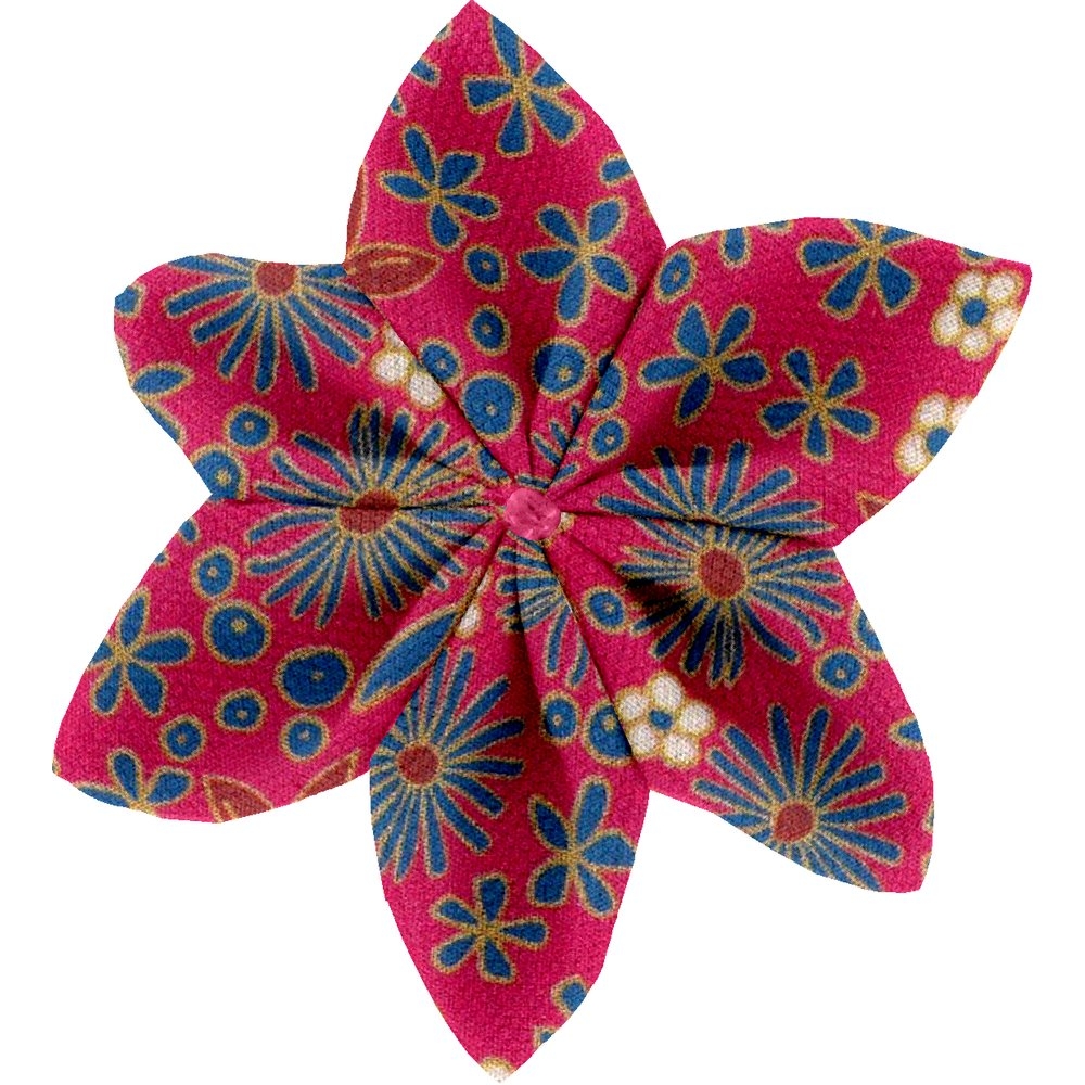 Barrette fleur étoile 4 badiane framboise - Papa Pique et Maman Coud