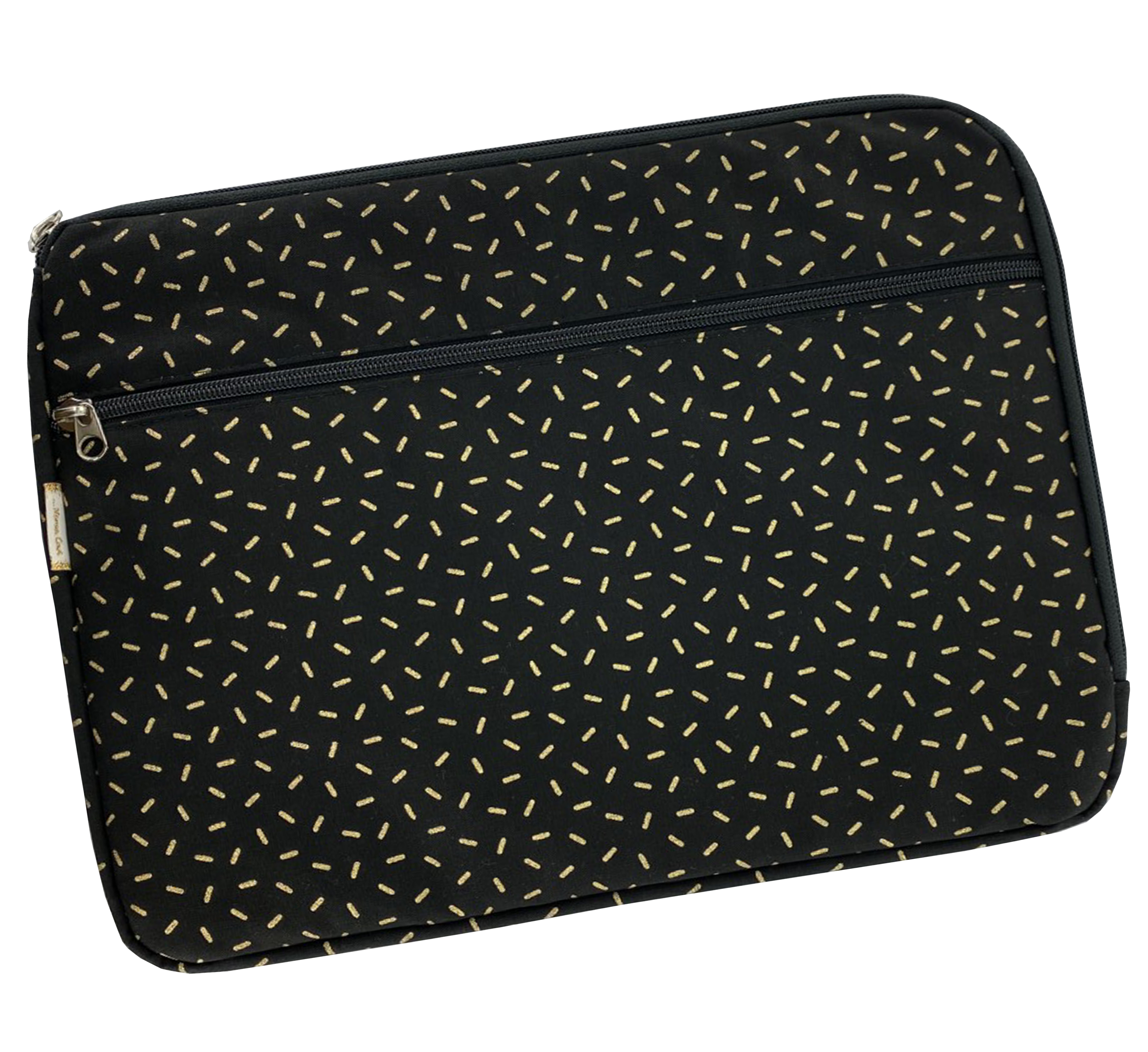 Pochette ordinateur 13 pouces paille dorée noir - Papa Pique et Maman Coud