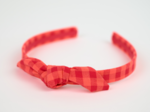 Serre-tête noeud vichy rouge corail